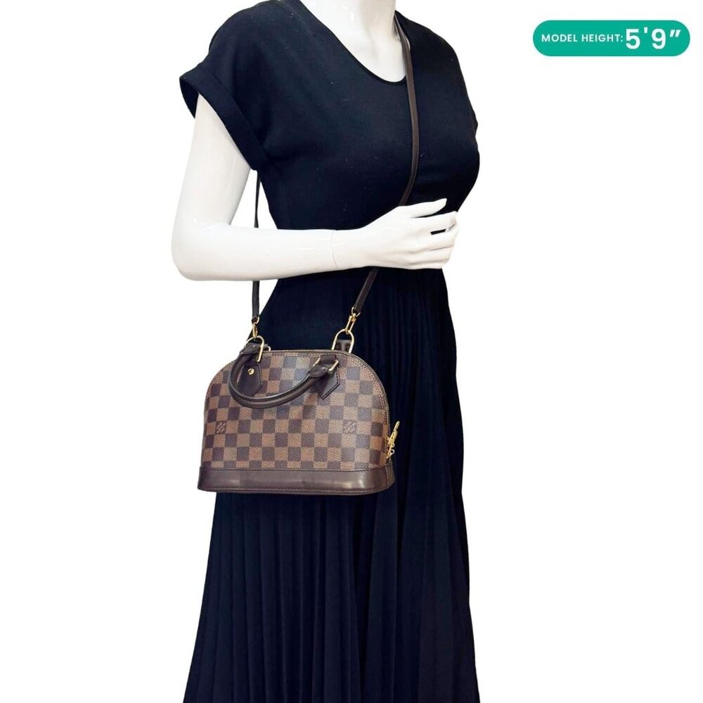 Louis Vuitton Alma BB Damier Ebene Satchel Shoulder Bag Brown - Picture 2 of 10